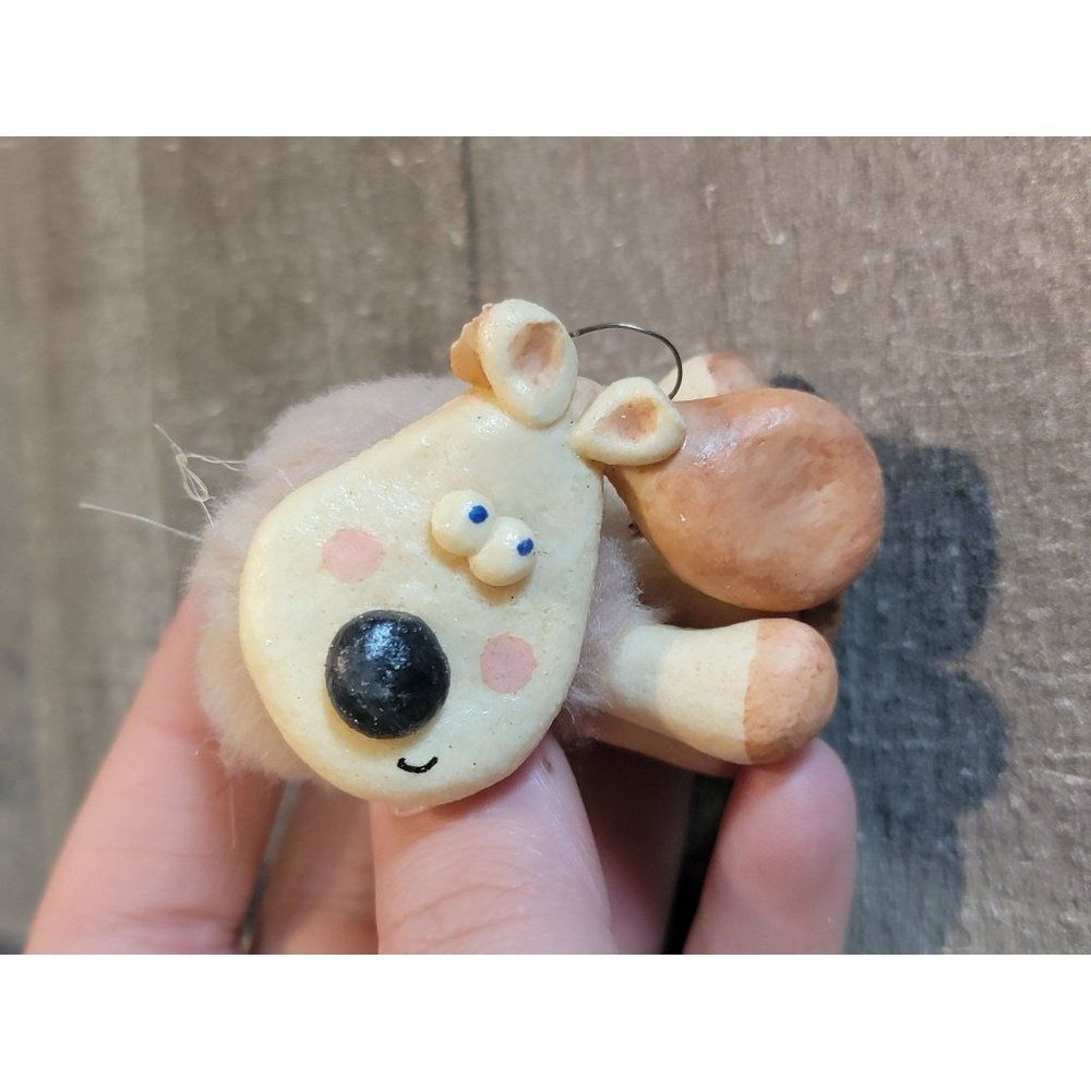 Reindeer puffball AS IS ornament Xmas decor